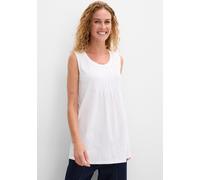 Longtop BONPRIX "Long-Top", Damen, Gr. 36/38 (S), weiß, Jersey, Obermaterial: 100% Baumwolle, unifarben, loose fit Po-bedeckend, Rundhals, Tops, mit elegantem Faltendetail, lockere Passform, reine Bau