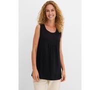 Longtop BONPRIX "Long-Top", Damen, Gr. 40/42 (M), schwarz, Jersey, Obermaterial: 100% Baumwolle, unifarben, loose fit Po-bedeckend, Rundhals, Tops Longtop, mit elegantem Faltendetail, lockere Passform