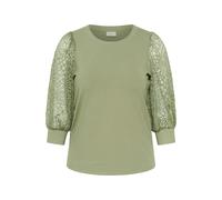 Longtop KAFFE CURVE "Damen Langarm-Shirt KCbella", Damen, Gr. M, grün (sea spray cc), Obermaterial: 94% Viskose CV. 6% Elasthan EL., Tops (64714569-M) sea spray cc