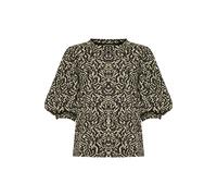 Longtop KAFFE "Langarm-Shirt KAjanna", Damen, Gr. S, schwarz (schwarz, sanftes weiß abstract print), Obermaterial: 64% Polyester PES. 34% Baumwolle CO. 2% Elasthan EL., Tops (57886220-S) schwarz, sanf