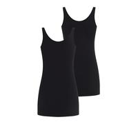 Longtop LAURA SCOTT, Damen, Gr. 36, schwarz (schwarz, schwarz), Jersey, Obermaterial: 95% Baumwolle, 5% Elasthan, unifarben, Basic, sehr figurbetont Po-bedeckend, Rundhals, Tops, mit Stretchanteil, To