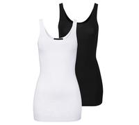 Longtop MELROSE, Damen, Gr. 42, schwarz-weiß (schwarz, weiß (tops aus nachhaltigem material), weiß), Jersey, Obermaterial: 95% Viskose, 5% Elasthan, clean, unifarben, Basic, sehr figurbetont hüftbedec