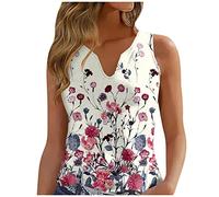 Longtop Mit Spitze Leinenbluse Damen Dress Sexy Retro Aufdruck V Ausschnitt ÄRmellose Basic Weste FüR Frauen Vintage Print Casual Locker Satin Bluse (White, XXL)