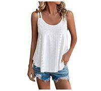 Longtop Mit Spitze Maxikleid Damen Backless Top Sommer Cutout Einfarbig Tank Top Rundhals SpaghettiträGer Basic Weste Blusen LäSsig Tunika Tee Shirt Kleidung (White, S)