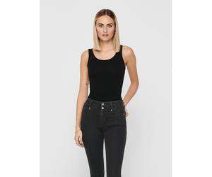 Longtop ONLY "ONLLIVE - Tanktop mit figurbetontem Schnitt und Stretch", Damen, Gr. L, schwarz, Jersey, Obermaterial: 95% Baumwolle, 5% Elasthan, unifarben, Po-bedeckend, Rundhals, Tops, unifarben, mod