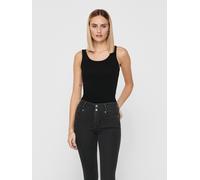Longtop ONLY "ONLLIVE - Tanktop mit figurbetontem Schnitt und Stretch", Damen, Gr. M, schwarz, Jersey, Obermaterial: 95% Baumwolle, 5% Elasthan, unifarben, Po-bedeckend, Rundhals, Tops, unifarben, mod