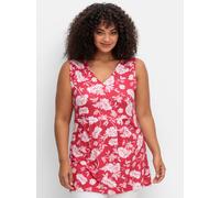 Longtop SHEEGO BY JOE BROWNS, Damen, Gr. 40, rot (rot, gemustert), 95% Viskose, 5% Elasthan, Spitze:100% Baumwolle, geblümt, gemustert, V-Ausschnitt, Tops (82227741-40) rot, gemustert