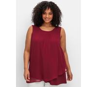 Longtop SHEEGO, Damen, Gr. 52, rot (rubinrot), 100% Polyester, Rückenteil:5% Elasthan, 95% Viskose, unifarben, Rundhals, Tops (99412647-52) rubinrot
