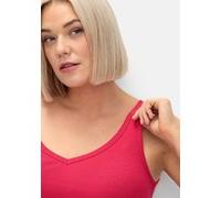 Tanktop SHEEGO, Damen, Gr. 48, pink (sorbet pink), 100% Baumwolle, unifarben, V-Ausschnitt, Tops Tanktop (27026827-48) sorbet pink