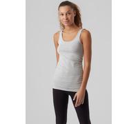 Longtop VERO MODA "VMMAXI", Damen, Gr. L, grau (grau meliert), Jersey, Obermaterial: 67% Polyester, 29% Baumwolle, 4% Elasthan, unifarben, Basic, sehr figurbetont Po-bedeckend, Rundhals, Tops (294178-