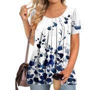 Longtops Damen Lang 2025 Baggy Blazer Viskose Bluse Laufshirt Longshirt Kurzarm Tunika Leinen Hose Blusenshirt Stilloberteile Hemdbluse Atmungsaktive Shirts Shirt Sommer Schicke Hosenanzüge