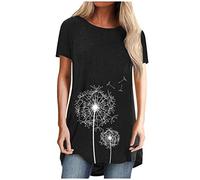 Longtops Damen Lang Kurzarm Lässig Blusen Longbluse Oberteile für Leggings Sommer Große Größen Damenblusen Longshirt Elegant Grosse Grössen Bluse Damenbluse Lange Sommerbluse Sexy Bunt Tunika Oberteil