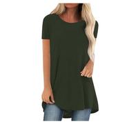 Longtops Damen Lang Kurzarm Lässig Blusen Longbluse Oberteile für Leggings Sommer Große Größen Damenblusen Longshirt Elegant Grosse Grössen Bluse Damenbluse Lange Sommerbluse Sexy Bunt Tunika Oberteil
