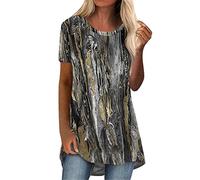 Longtops Damen Lang Kurzarm Lässig Blusen Longbluse Oberteile für Leggings Sommer Große Größen Damenblusen Longshirt Elegant Grosse Grössen Bluse Damenbluse Lange Sommerbluse Sexy Bunt Tunika Oberteil