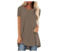 Longtops Damen Lang Kurzarm Lässig Blusen Longbluse Oberteile für Leggings Sommer Große Größen Damenblusen Longshirt Elegant Grosse Grössen Bluse Damenbluse Lange Sommerbluse Sexy Bunt Tunika Oberteil