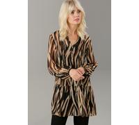 Longtunika ANISTON SELECTED, Damen, Gr. 44, braun (schwarz, braun, hellbraun), Chiffon, Obermaterial: 100% Polyester. Futter: 100% Polyester, bedruckt, gemustert, transparent, lässig geschnitten ca. M