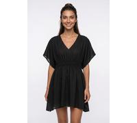 Longtunika BONPRIX, Damen, Gr. 48/50 (XL), schwarz, Obermaterial: 100% Polyester, figurumspielend, Tuniken Longtunika, luftiger Webstoff, transparente Optik, tiefer V-Ausschnitt (75051349-48) schwarz