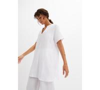 Longtunika BONPRIX, Damen, Gr. 50, weiß, Obermaterial: 100% Baumwolle, regular fit, Tuniken Longtunika, für entspannten Look, Regular Fit, Kurzarm-Design (45567010-50) weiß