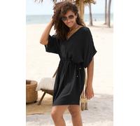 Longtunika S.OLIVER, Damen, Gr. 36, schwarz, Crêpe, Obermaterial: 100% Viskose, unifarben, figurumspielend ca. Mitte Oberschenkel, tiefer V-Ausschnitt, weit, Tuniken Longtunika, aus gekreppter Viskose