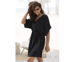 Longtunika S.OLIVER, Damen, Gr. 36, schwarz, Crêpe, Obermaterial: 100% Viskose, unifarben, figurumspielend ca. Mitte Oberschenkel, tiefer V-Ausschnitt, weit, Tuniken Longtunika, aus gekreppter Viskose