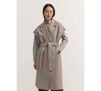 Longweste BUGATTI "Regular Fit", Damen, Gr. 40, beige (60, taupe), 50% Wolle, 45% Polyester, 5% sonstige Faser, unifarben, regular fit, ohne Ausschnitt, Westen Longweste, Regular Fit Doubleface Wollmi