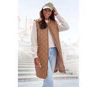 Longweste FRENCH CONNECTION, Damen, Gr. M (40/42), braun, Obermaterial: 100% Polyester, unifarben, gerade wadenlang, Westen Longweste, mit weit geschnittene Schultern (43922966-M) braun