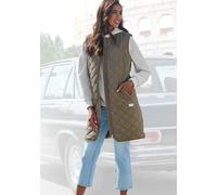 Longweste FRENCH CONNECTION, Damen, Gr. XS (32/34), grün (dunkelgrün), Obermaterial: 100% Polyester, unifarben, gerade wadenlang, Westen Longweste, mit weit geschnittene Schultern (24424703-XS) dunkel