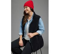 Longweste LAURA SCOTT CURVE "Große Größen", Damen, Gr. 40/42, schwarz, Fleece, Obermaterial: 100% Polyester, unifarben, figurumspielend Po-bedeckend, Westen Longweste, Fleece Weste aus Teddy Fell idea