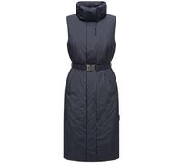 Navahoo Damen ärmellose lange Outdoorweste warme Winterjacke mit Taillengürtel und Magnet-Flap Abendlied XIV Navy Gr. XL