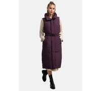Navahoo Damen ärmellose Lange Outdoorweste warme Winterjacke aus recyceltem Material mit Taillengürte und Magnet-Flap Abendlied XIV Dusty Plum Gr. XS