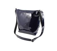 LONI Damen Umhängetasche Lack mit Reißverschluss, Blau - navy - Größe: Medium