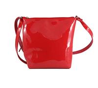 LONI Damen Umhängetasche Lack mit Reißverschluss, Rot - rot - Größe: Medium