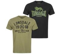 Lonsdale T-Shirt »BANGOR« – Herren – 2er-Pack – Größe S – khaki/schwarz