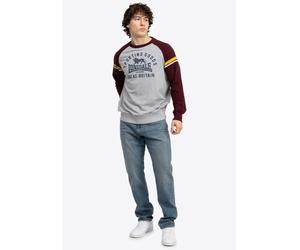 Lonsdale - Bregis Marl Grey/Oxblood/Navy - Sweater - Grau - M - 90% Baumwolle, 10% Viskose Grau M