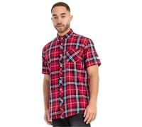 Lonsdale Brixworth Kurzarmhemd M Red / Dark Navy / White
