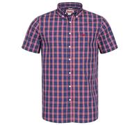 Lonsdale Herren Kurzarmhemd BRIXWORTH Karo-Look schmale Passform S Rot/Weiß/Dunkelblau