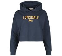 Lonsdale Damen Hoodie Queenscliff Kapuzensweatshirt Cropped Oversize Navy/Orange-XL