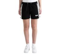 Sweatshorts LONSDALE "CARLOWAY", Damen, Gr. M, N-Gr, schwarz, weiß, Obermaterial: 60% Baumwolle, 40% Polyester, Hosen Sweatshorts, sportlicher Stil, für Sportmode und Streetwear, komfortable Passform 