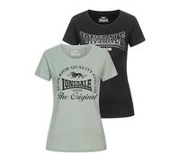Lonsdale Damen T-Shirt ROWRAH Doppelpack Rundhals 100% Baumwolle Schwarz/Mint XS