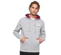 Lonsdale Herren Kapuzensweatjacke mit Reißverschluss Normale Passform LINTMILL Marl Grey/Oxblood/White XL