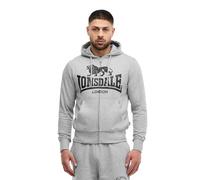Lonsdale Herren Kapuzensweatjacke mit Reißverschluss schmale Passform KRAFTY, Marl Grey/Black, S