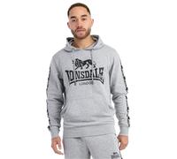 Lonsdale Herren Kapuzensweatshirt SCOUSBURGH – Normale Passform, Marl Grau/Schwarz/Weiß, Gr. S