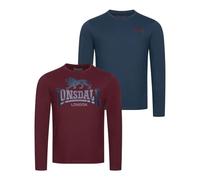 Lonsdale Herren Langarmshirt Normale Passform Doppelpack Ayrshire XL, Dark Navy/Oxblood