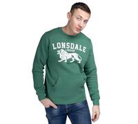 Lonsdale Herren Rundhals Sweatshirt schmale Passform KERSBROOK 3XL, Bottle Green/Ecru
