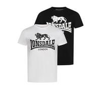 Lonsdale Herren T-Shirt Normale Passform Doppelpack Kelso | Weiche gekämmte Baumwolle,bequeme reguläre Passform, kurze Ärmel,Zwei verschiedene Looks für das Wochenende,Reisen & Freizeit