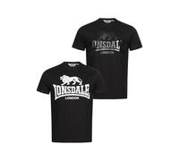 Lonsdale Herren T-Shirt Normale Passform Doppelpack Kelso | Weiche gekämmte Baumwolle,bequeme reguläre Passform, kurze Ärmel,Zwei verschiedene Looks für das Wochenende,Reisen & Freizeit