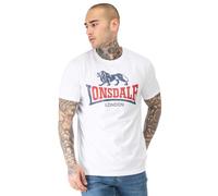 Lonsdale Herren T-Shirt Lion Two Tone – Normale Passform – Weiß/Navy/Rot – XL