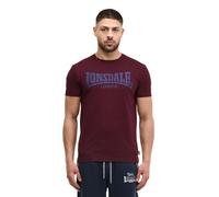 Lonsdale Herren T-Shirt Normale Passform Logo Kai, Oxblood/Dark Navy, M