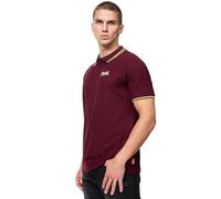 Lonsdale Poloshirt Velton Herren kurzärmelig normale Passform Oxblood/Yellow/White L