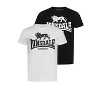 Lonsdale Herren T-Shirt Kelso - 2er Pack Kurzarm, Baumwolle, Rundhals Weiß/Schwarz 3XL